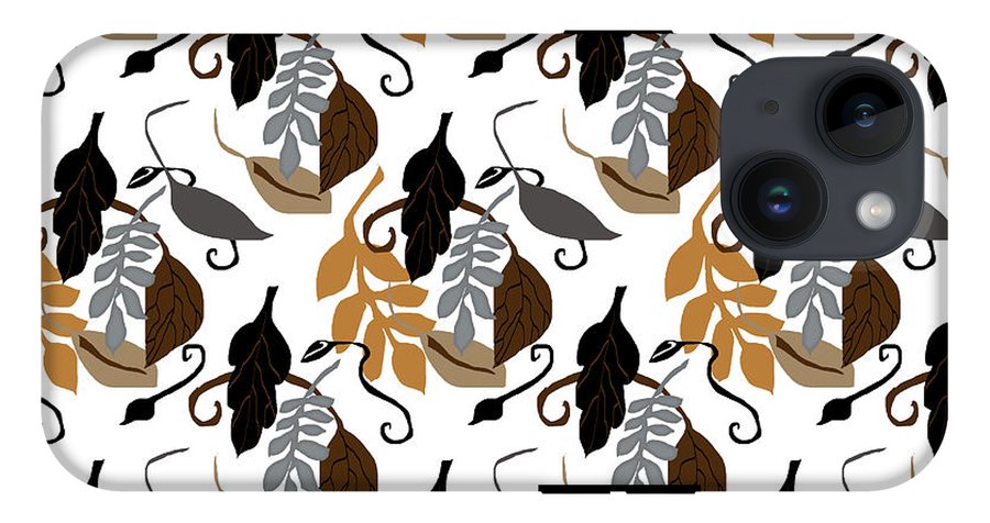 Gray Brown Black Neutral Leaves - Phone Case