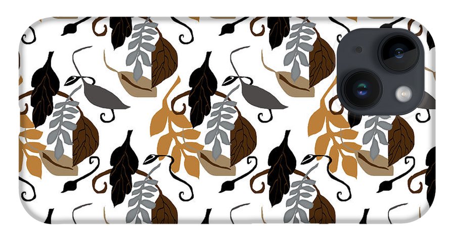 Gray Brown Black Neutral Leaves - Phone Case