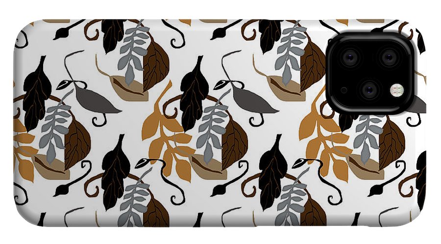 Gray Brown Black Neutral Leaves - Phone Case