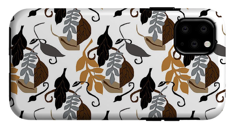 Gray Brown Black Neutral Leaves - Phone Case