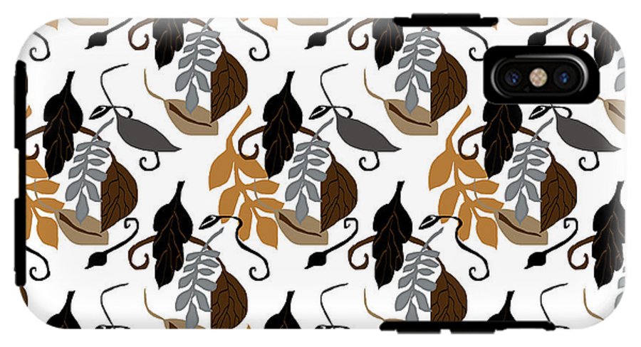 Gray Brown Black Neutral Leaves - Phone Case