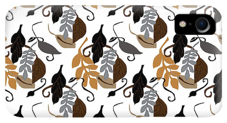 Gray Brown Black Neutral Leaves - Phone Case