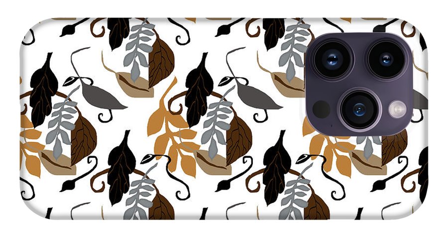 Gray Brown Black Neutral Leaves - Phone Case