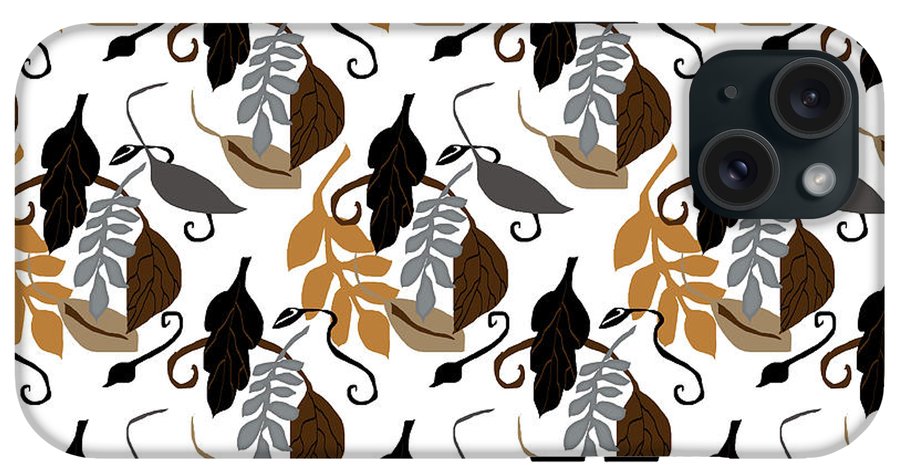Gray Brown Black Neutral Leaves - Phone Case