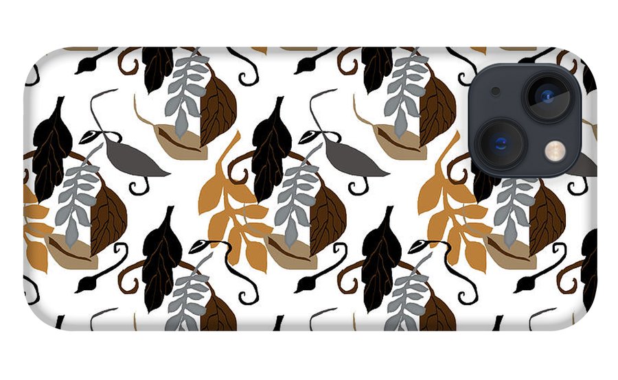 Gray Brown Black Neutral Leaves - Phone Case