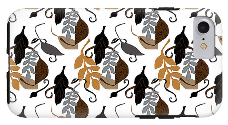 Gray Brown Black Neutral Leaves - Phone Case