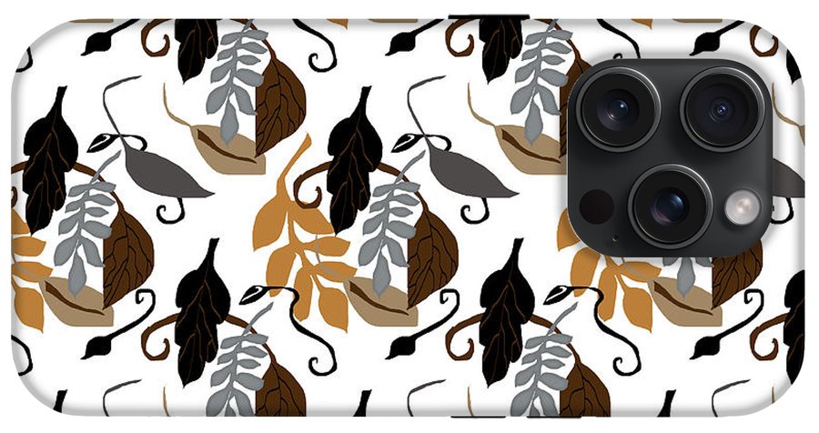 Gray Brown Black Neutral Leaves - Phone Case