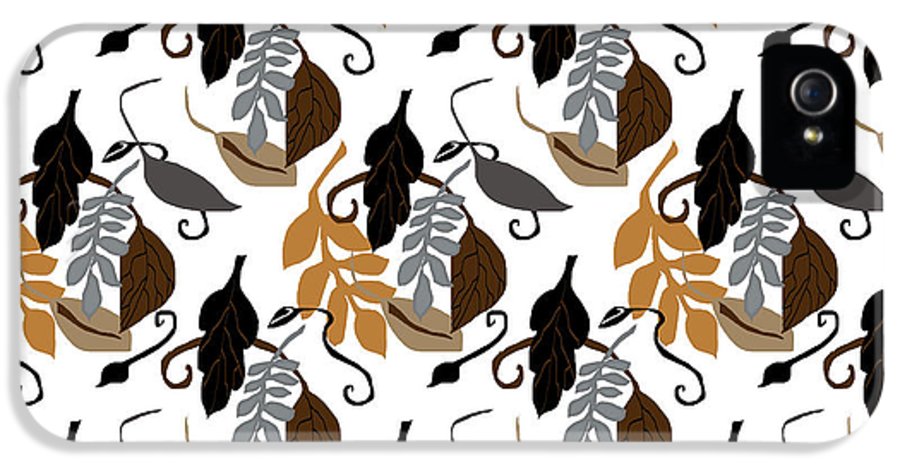 Gray Brown Black Neutral Leaves - Phone Case