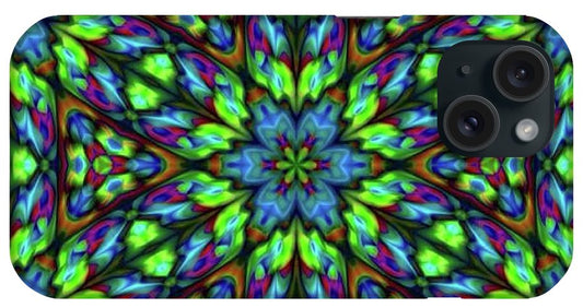 Green Blue Triangle Kaleidoscope - Phone Case