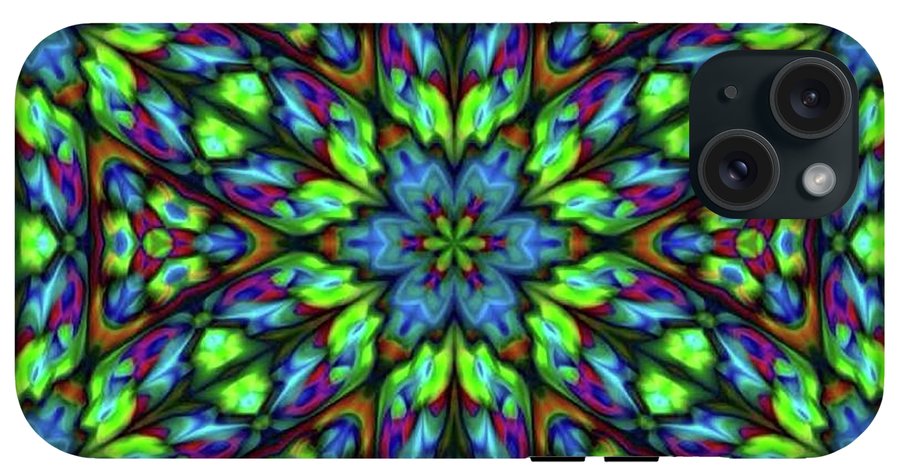 Green Blue Triangle Kaleidoscope - Phone Case
