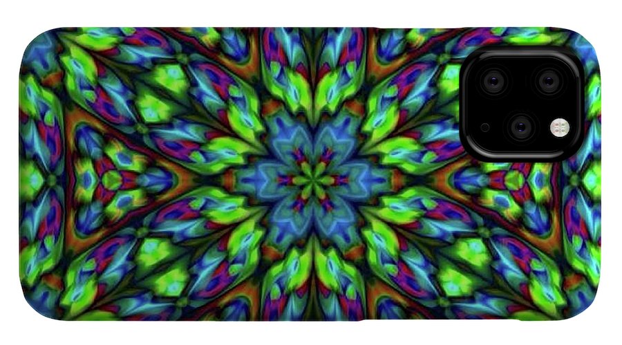Green Blue Triangle Kaleidoscope - Phone Case