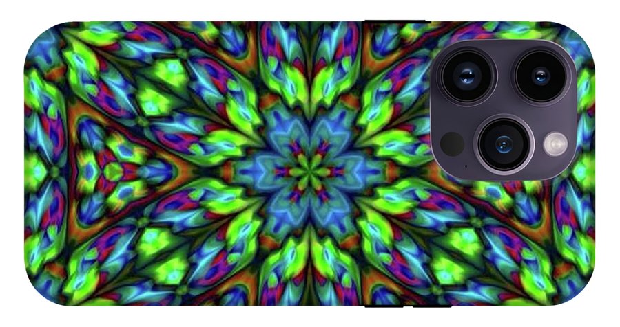 Green Blue Triangle Kaleidoscope - Phone Case
