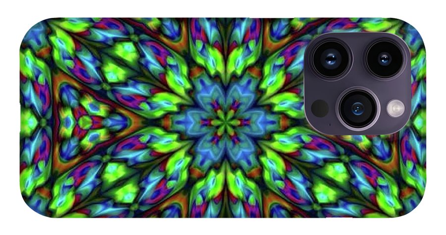 Green Blue Triangle Kaleidoscope - Phone Case