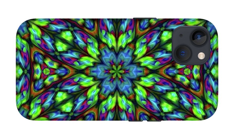 Green Blue Triangle Kaleidoscope - Phone Case