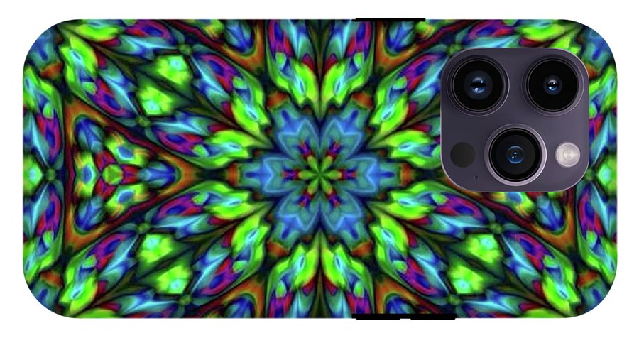 Green Blue Triangle Kaleidoscope - Phone Case