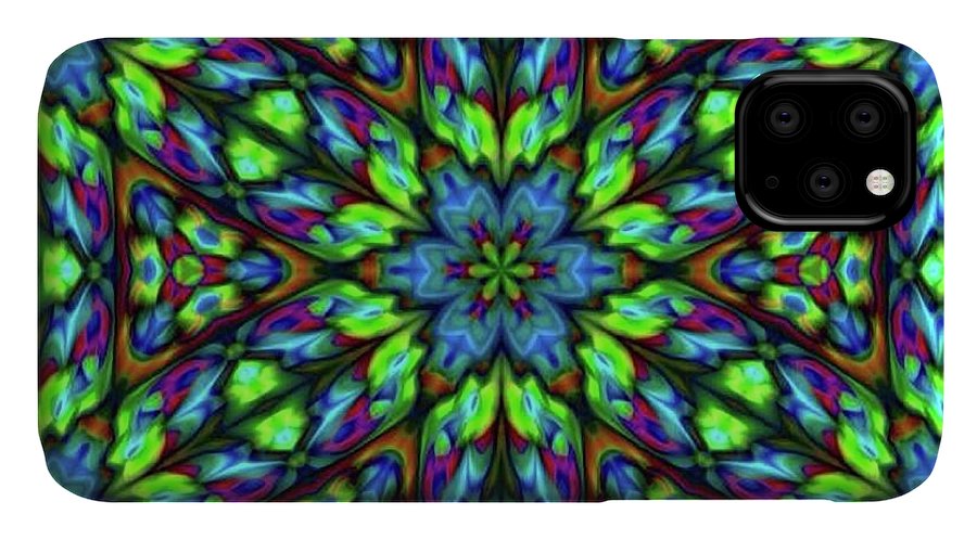 Green Blue Triangle Kaleidoscope - Phone Case
