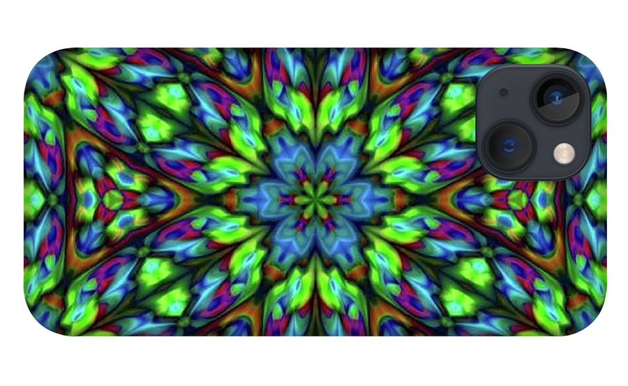 Green Blue Triangle Kaleidoscope - Phone Case