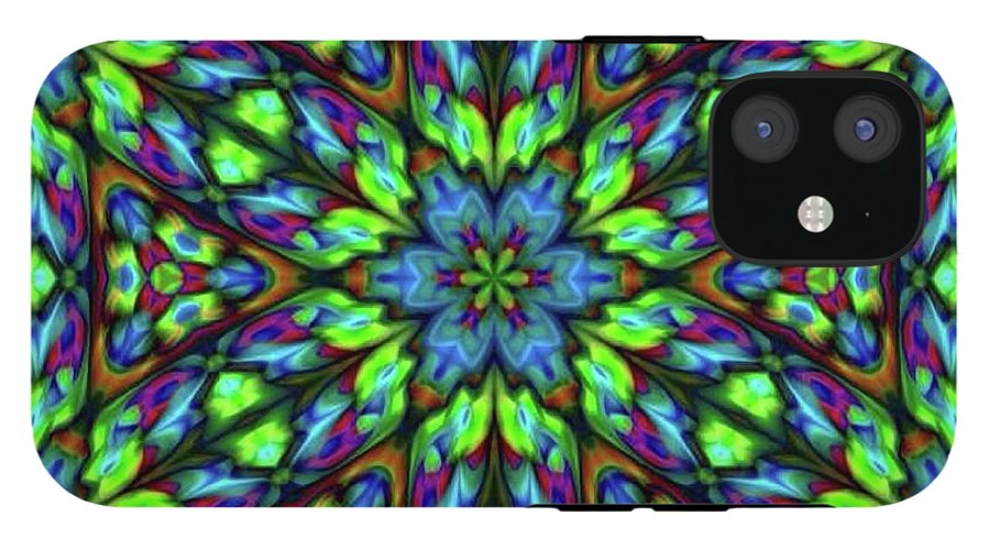 Green Blue Triangle Kaleidoscope - Phone Case