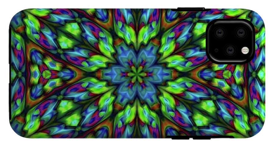 Green Blue Triangle Kaleidoscope - Phone Case