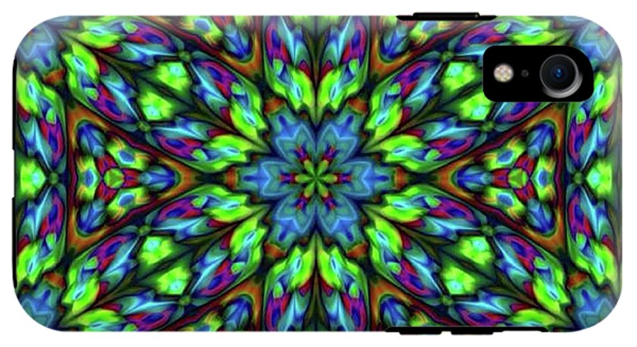 Green Blue Triangle Kaleidoscope - Phone Case