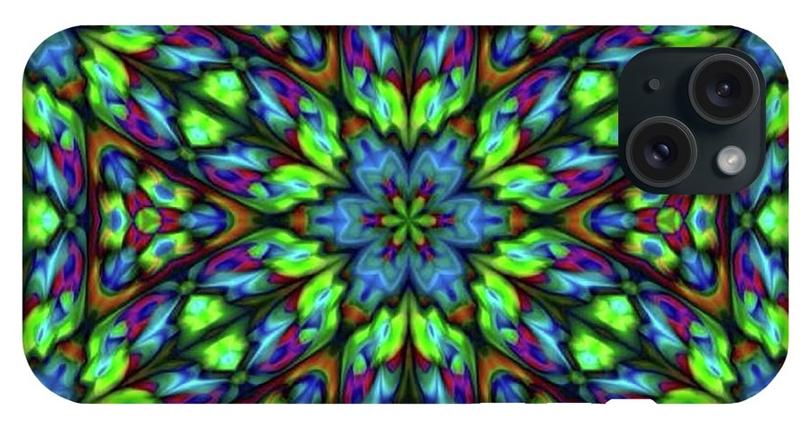 Green Blue Triangle Kaleidoscope - Phone Case