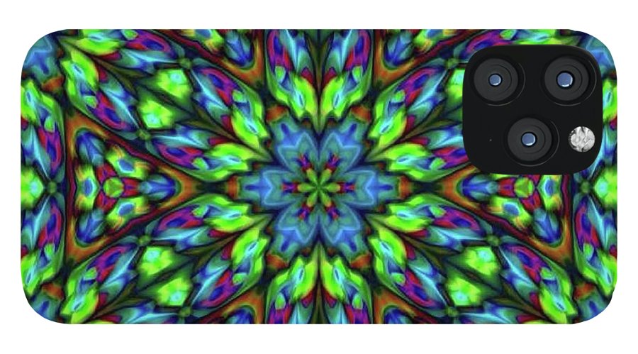 Green Blue Triangle Kaleidoscope - Phone Case