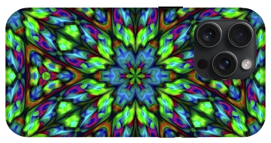 Green Blue Triangle Kaleidoscope - Phone Case