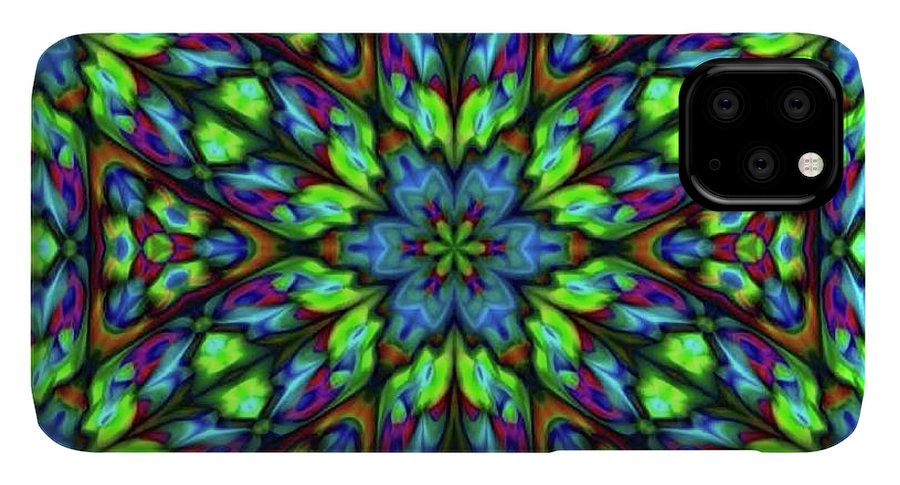 Green Blue Triangle Kaleidoscope - Phone Case