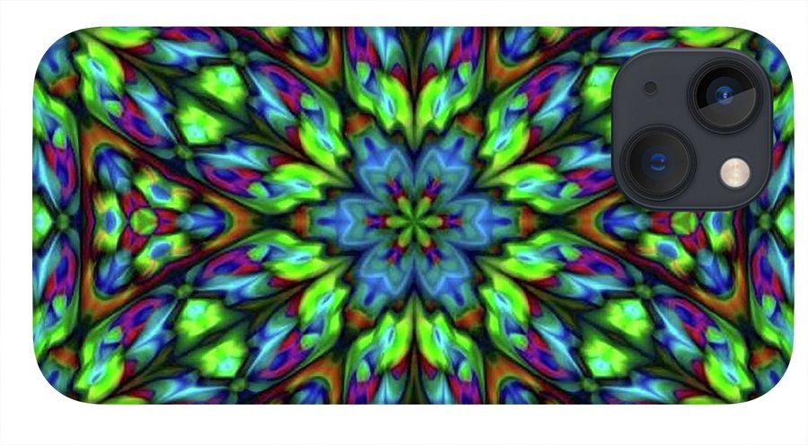 Green Blue Triangle Kaleidoscope - Phone Case