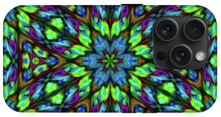 Green Blue Triangle Kaleidoscope - Phone Case