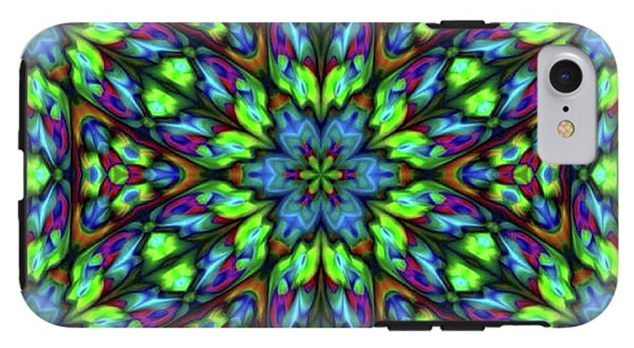 Green Blue Triangle Kaleidoscope - Phone Case