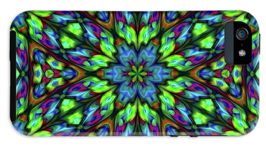 Green Blue Triangle Kaleidoscope - Phone Case