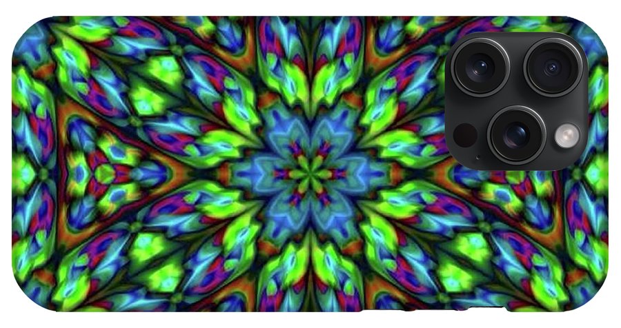 Green Blue Triangle Kaleidoscope - Phone Case