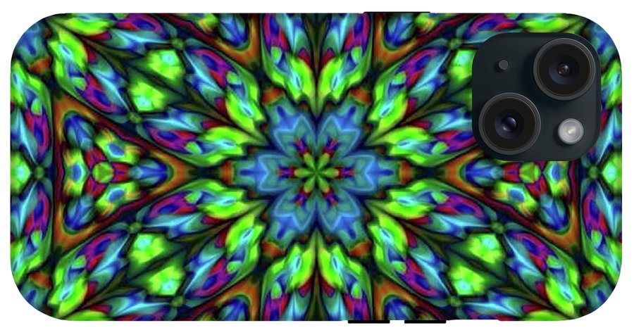 Green Blue Triangle Kaleidoscope - Phone Case