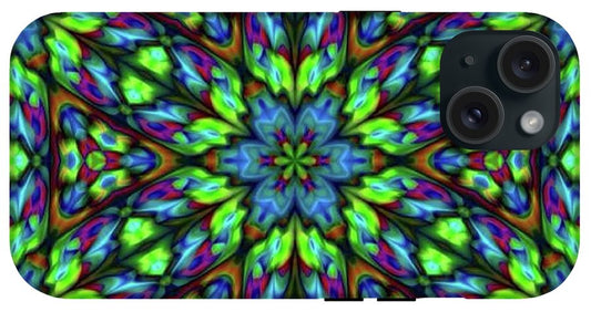 Green Blue Triangle Kaleidoscope - Phone Case