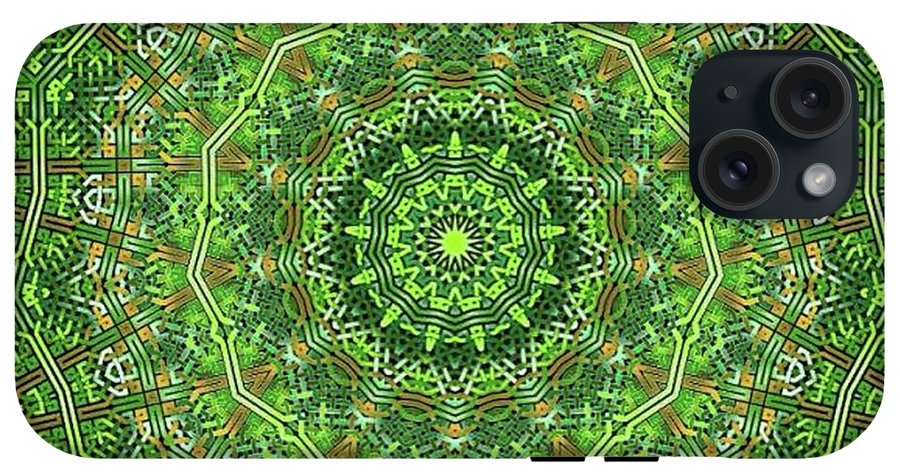 Green Celtic Knot Circle Kaleidoscope - Phone Case