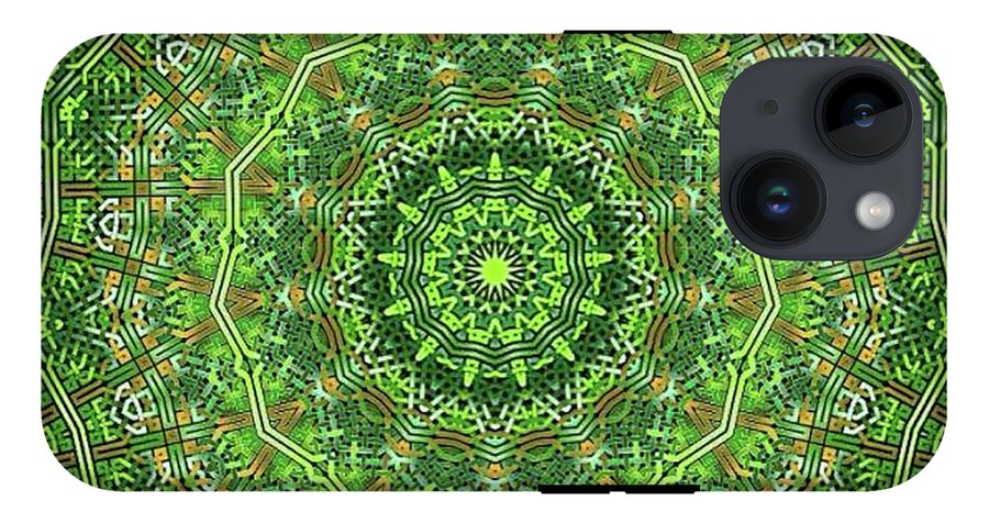 Green Celtic Knot Circle Kaleidoscope - Phone Case