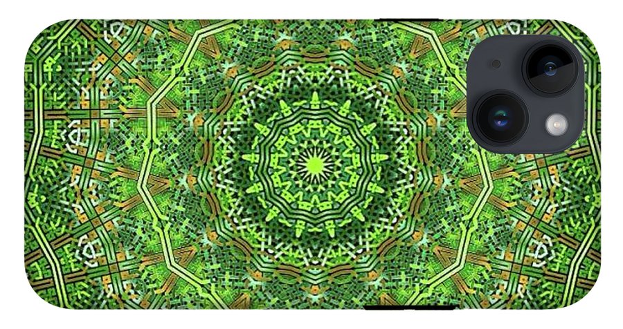 Green Celtic Knot Circle Kaleidoscope - Phone Case