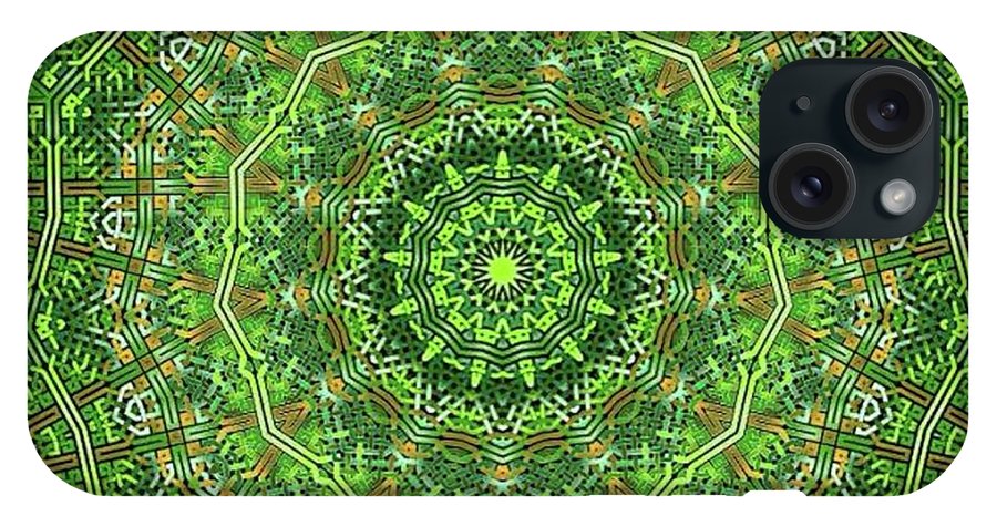 Green Celtic Knot Circle Kaleidoscope - Phone Case