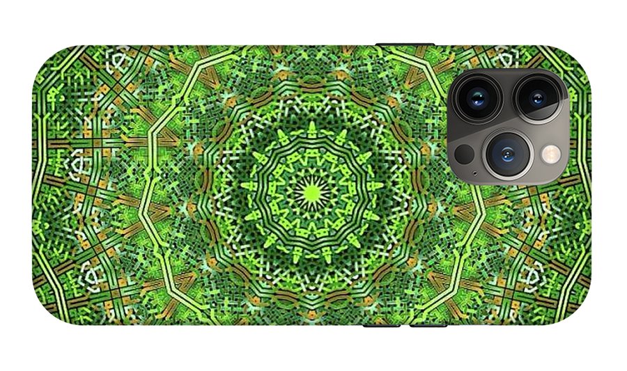Green Celtic Knot Circle Kaleidoscope - Phone Case