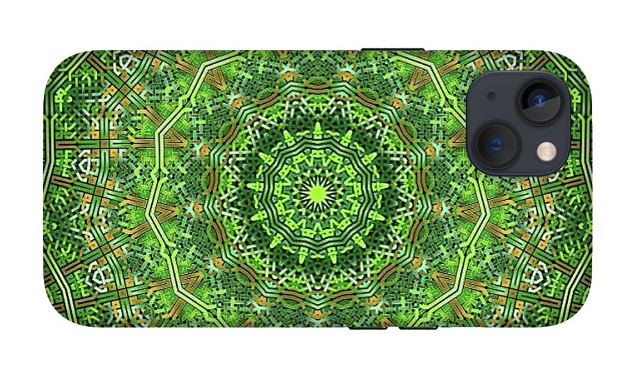 Green Celtic Knot Circle Kaleidoscope - Phone Case