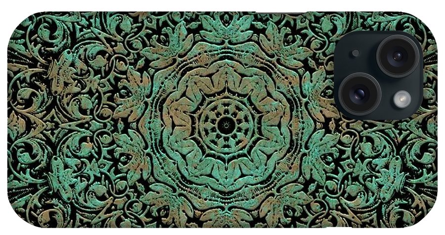 Green Copper Floral Kaleidoscope - Phone Case