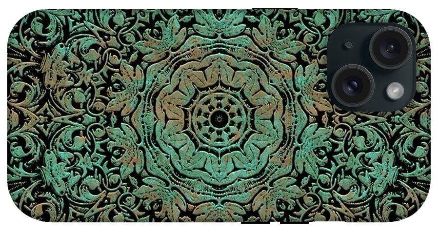 Green Copper Floral Kaleidoscope - Phone Case