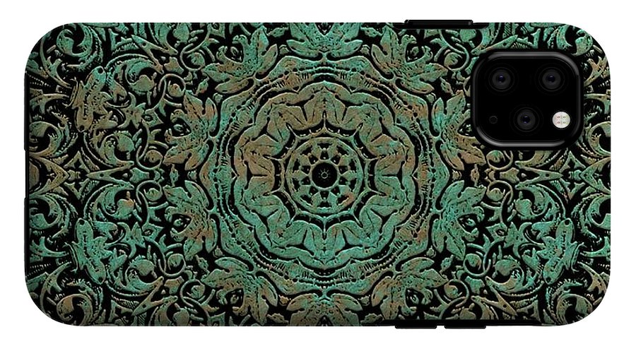 Green Copper Floral Kaleidoscope - Phone Case