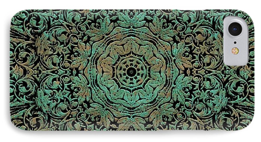 Green Copper Floral Kaleidoscope - Phone Case