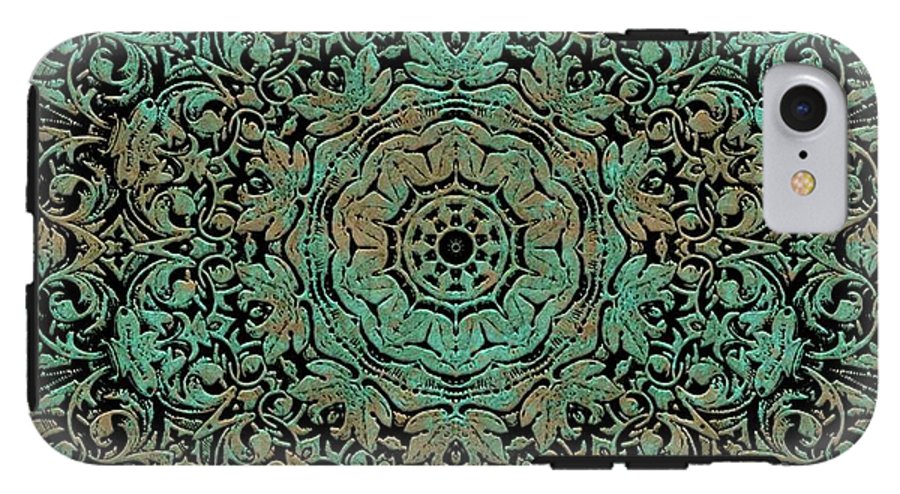 Green Copper Floral Kaleidoscope - Phone Case