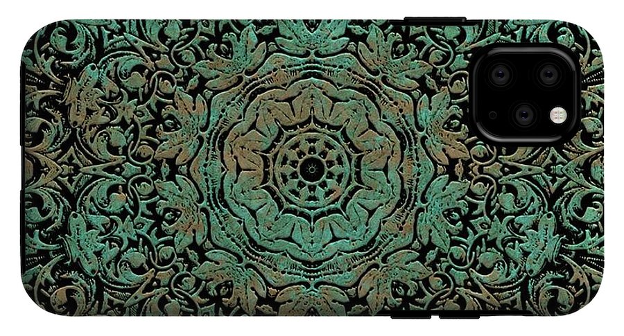 Green Copper Floral Kaleidoscope - Phone Case