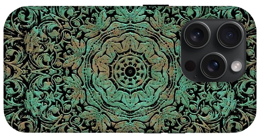 Green Copper Floral Kaleidoscope - Phone Case