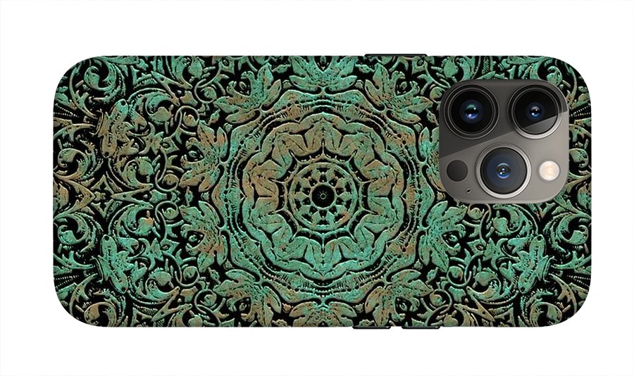 Green Copper Floral Kaleidoscope - Phone Case