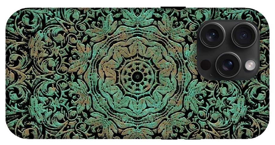 Green Copper Floral Kaleidoscope - Phone Case